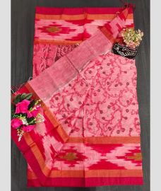pink colour uppada cotton sarees with Kanchi Border design