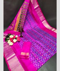 purple colour uppada pattu sarees with All over Pochampally design