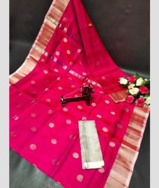 magenta colour uppada pattu sarees with All over Dollar Buttas design