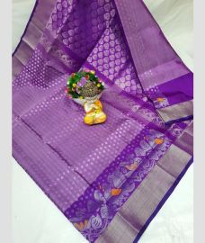 violet colour uppada pattu sarees with All over design