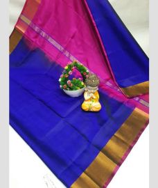 navy blue colour uppada pattu sarees with Plain design