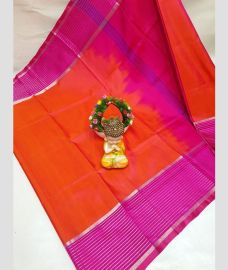 orange colour uppada pattu sarees with Plain design