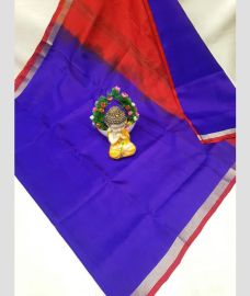 blue and orange colour uppada pattu sarees with Plain design