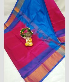 magenta and blue colour uppada pattu sarees with Plain design