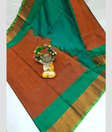 brown colour uppada pattu sarees with Plain design