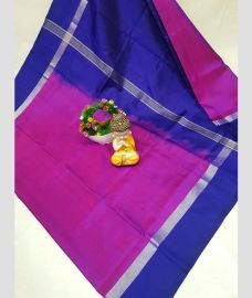 purple and blue colour uppada pattu sarees with Plain design