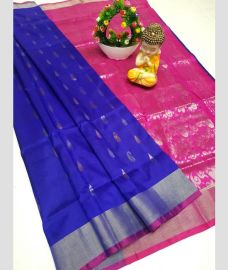 navy blue and purple colour uppada pattu sarees with All over Nakshtra Buttas design