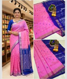 pink colour uppada pattu sarees with All over Nakshtra Buttas design