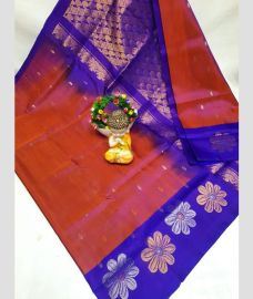 purple and silver colour uppada pattu sarees with All over Buttas design
