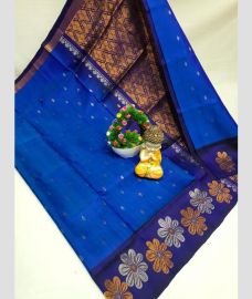 blue and brown colour uppada pattu sarees with All over Buttas design