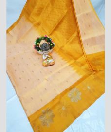 cream colour uppada pattu sarees with All over Buttas design