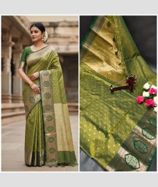 Olive Green Colour uppada soft silk sarees with All over Buttas design