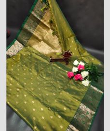 Green  uppada soft silk sarees with All over Buttas design