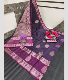 charcoal and silver colour uppada soft silk sarees with All over Buttas design