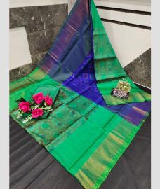 cyan and violet colour uppada soft silk sarees with All over Pochampally Ikkat design