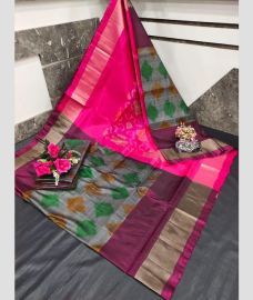 magenta and purple colour uppada soft silk sarees with All over Pochampally Ikkat design