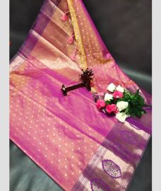 pink colour uppada soft silk sarees with All over Buttas design