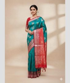 cyan blue colour uppada soft silk sarees with All over Buttas design
