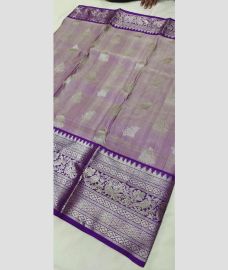 gray and silver colour venkatagiri pattu sarees with All over Buttas design