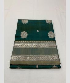 teal colour venkatagiri pattu sarees with All oer Buttas design