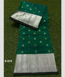 green colour venkatagiri pattu sarees with Kaddy Border design