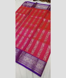 magenta  and silver colour venkatagiri pattu sarees with All over Buttas design