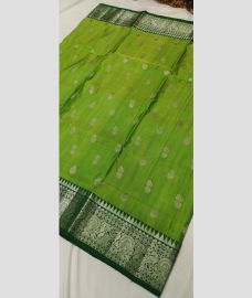 green colour venkatagiri pattu sarees with All over Buttas design
