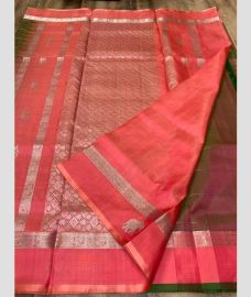 magenta red colour venkatagiri pattu sarees with All over Checks and Buttas design