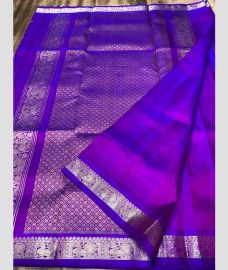 violet blue colour venkatagiri pattu sarees with All over Checks and Buttas design