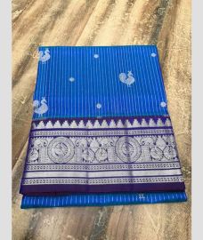 blue colour venkatagiri pattu sarees with All over Checks and Buttas design