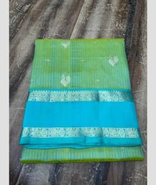 mint green colour venkatagiri pattu sarees with All over Checks and Buttas design