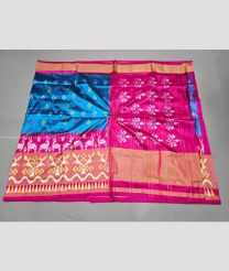 Blue Ivy and Pink color pochampally ikkat pure silk handloom saree with pochampalli ikkat design with special big border -PIKP0020885