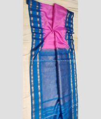 Baby Pink and Aqua Blue color gadwal pattu handloom saree with temple border saree design -GDWP0000103