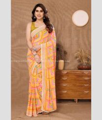 Mango Yellow color Georgette sarees with patternprinted redy wear saree with small lace design -GEOS0024118