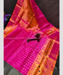 Pink and Copper color uppada pattu handloom saree with all over buties with anchulatha border design -UPDP0021168
