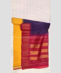 Black Red and Yellow color gadwal sico handloom saree with temple  border saree design -GAWI0000368
