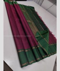Deep Pink and Pine Green color kanchi pattu handloom saree with all over jill checks with handwoven 1g pure jari unique border design -KANP0012392