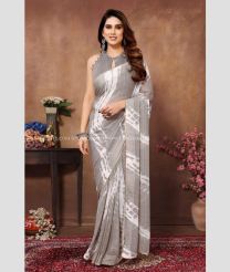 Grey color Georgette sarees with patternprinted redy wear saree with small lace design -GEOS0024114