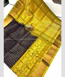 Chocolate and Golden Yellow color uppada pattu sarees with anchulatha border design -UPDP0022104