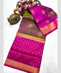 Oak Brown and Pink color uppada pattu sarees with all over nakshtra buttas design -UPDP0022086
