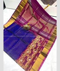 Navy Blue and Magenta color uppada pattu sarees with anchulatha border design -UPDP0022101