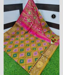 Lite Brown and Pink color Uppada Cotton handloom saree with printed design -UPAT0003317