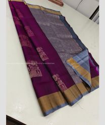 Magenta and Sky Blue color soft silk kanchipuram sarees with all over handwoven big buties with unique collection design -KASS0000967