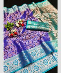 Blue and Blue Ivy color Lichi sarees with all over beautiful sliver and cooper zari weaving with rich pallu and self weaving design -LICH0000340