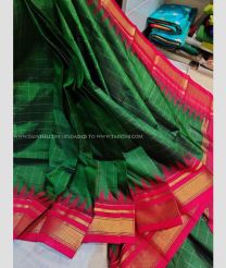 Dark Green and Pink color paithani pure silk handloom saree with temple  border saree design -PTNP0000010
