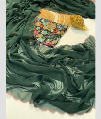 Forest Fall Green color Georgette sarees with plain with cut work border design -GEOS0024160