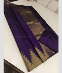 Plum Purple and Golden color kanchi pattu sarees with temple border design -KANP0013791