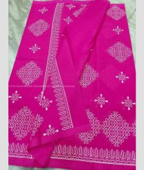 Rani Pink and White color mangalagiri sico handloom saree with printed design saree -MAGI0000183