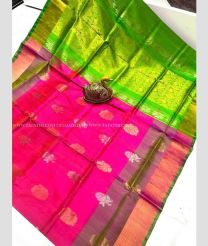 Pink and Green color uppada pattu sarees with all over buttas design -UPDP0022015