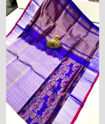 Lavender and Blue color uppada pattu sarees with anchulatha border design -UPDP0022106